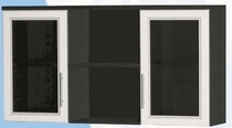 Антресоль большая с двумя стеклодверями ДЛЯ ГОСТИНОЙ АБС-2 Венге/Дуб выбеленный в Уяре - uyar.mebel54.com | фото