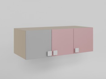 Антресоль на шкаф 3-х створчатый (Розовый/Серый/корпус Клен) в Уяре - uyar.mebel54.com | фото