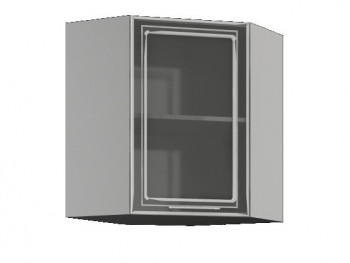Бетон ШВУС 550*550 Шкаф верхний угловой с одной дверцей со стеклом в Уяре - uyar.mebel54.com | фото