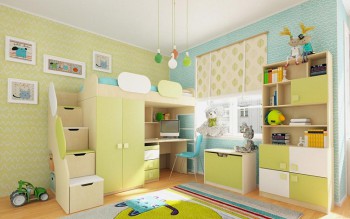 Детская комната Эппл (Зеленый/Белый/корпус Клен) в Уяре - uyar.mebel54.com | фото