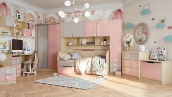 Детская комната Грэйси (Розовый/Серый/корпус Клен) в Уяре - uyar.mebel54.com | фото