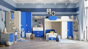 Детская комната Скай Люкс (Синий/Белый/корпус Клен) в Уяре - uyar.mebel54.com | фото