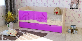 Друзья Кровать детская 2 ящика 1.6 Фиолетовый глянец в Уяре - uyar.mebel54.com | фото