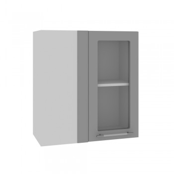 Гарда ПУС 650 шкаф верхний угловой со стеклом (Белый Эмалит/корпус Серый) в Уяре - uyar.mebel54.com | фото