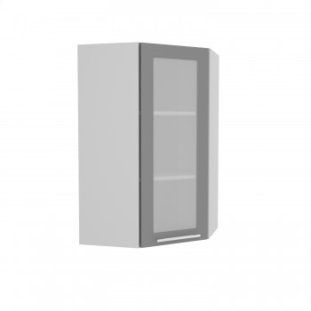 Гарда ВПУС 550 шкаф верхний угловой со стеклом высокий (Белый Эмалит/корпус Серый) в Уяре - uyar.mebel54.com | фото