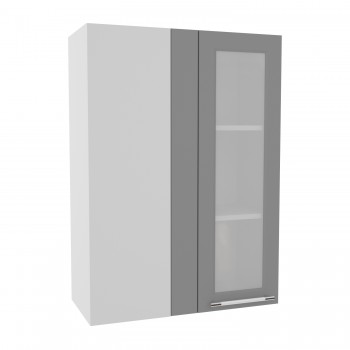 Гарда ВПУС 650 шкаф верхний угловой со стеклом высокий (Белый Эмалит/корпус Серый) в Уяре - uyar.mebel54.com | фото