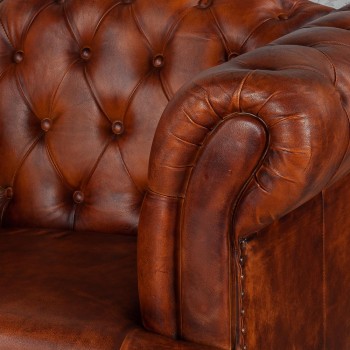 Кресло кожаное Лофт Честер-Нью (Коричневый, Рыжий) в Уяре - uyar.mebel54.com | фото