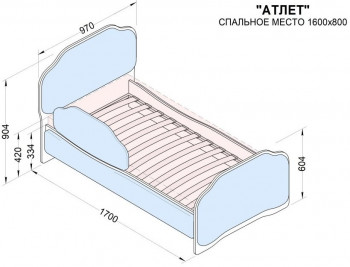 Кровать 160 Атлет 29 Синий (мягкий бортик) в Уяре - uyar.mebel54.com | фото