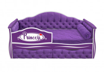Кровать 160 серии Иллюзия 2 ящика 32 Фиолетовый (мягкие боковые накладки/подушка валик) в Уяре - uyar.mebel54.com | фото