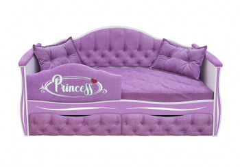 Кровать 160 серии Иллюзия 2 ящика 67 Светло-фиолетовый (подушки/мягкий бортик) в Уяре - uyar.mebel54.com | фото