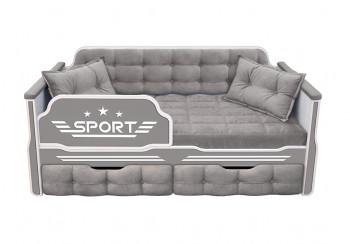 Кровать 160 серии Спорт 2 ящика 45 Серый (подушки) в Уяре - uyar.mebel54.com | фото