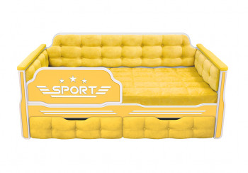 Кровать 160 серии Спорт 2 ящика 74 Жёлтый (мягкие боковые накладки) в Уяре - uyar.mebel54.com | фото