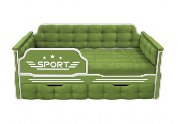 Кровать 160 серии Спорт 2 ящика 76 Зелёный (мягкие боковые накладки) в Уяре - uyar.mebel54.com | фото