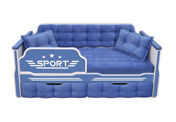 Кровать 160 серии Спорт 2 ящика 85 Синий (подушки) в Уяре - uyar.mebel54.com | фото