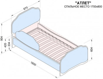 Кровать 170 Атлет 29 Синий (мягкий бортик) в Уяре - uyar.mebel54.com | фото