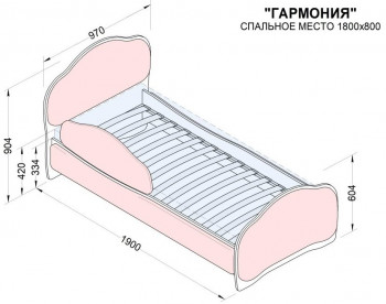 Кровать 180 Гармония 36 Светло-розовый (мягкий бортик) в Уяре - uyar.mebel54.com | фото