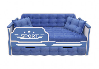 Кровать 180 серии Спорт 1 ящик 85 Синий (подушки) в Уяре - uyar.mebel54.com | фото