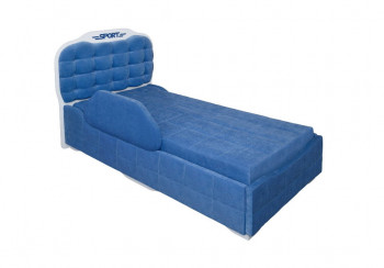Кровать 190 Атлет Lux 29 Синий (мягкий бортик) в Уяре - uyar.mebel54.com | фото