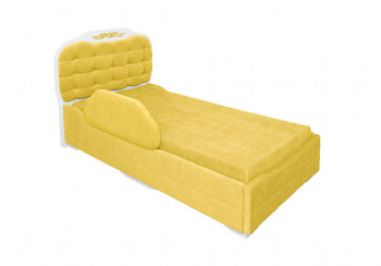 Кровать 190 Атлет Lux 74 Жёлтый (мягкий бортик) в Уяре - uyar.mebel54.com | фото