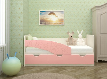 Кровать Бабочки 1,6м (Розовый металлик) в Уяре - uyar.mebel54.com | фото