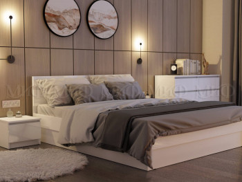 Кровать Челси 1600 (Белый/Белый глянец) в Уяре - uyar.mebel54.com | фото