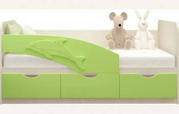 Кровать детская 1,6м Дельфин (Салатовый металлик) в Уяре - uyar.mebel54.com | фото