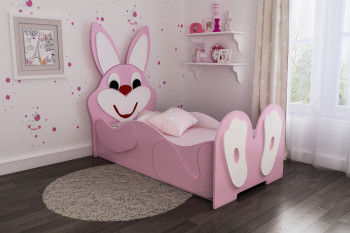Кровать детская Зайка 1.6 Розовый/Белый в Уяре - uyar.mebel54.com | фото
