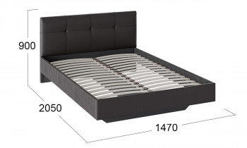 Кровать «Элис» c мягкой обивкой тип 1 Экокожа/Темно-коричневый/1400 в Уяре - uyar.mebel54.com | фото