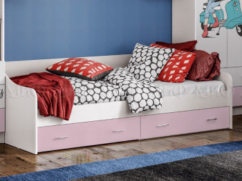 Кровать Fashion-1 Вега 0,9 м (Белый/Розовый) в Уяре - uyar.mebel54.com | фото