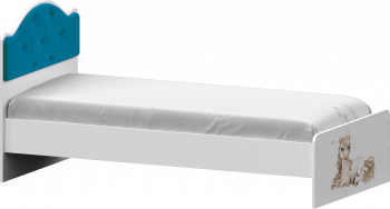 Кровать Каспер с мягкой спинкой и фотопечатью (800х1900)  Белый/Бирюза в Уяре - uyar.mebel54.com | фото