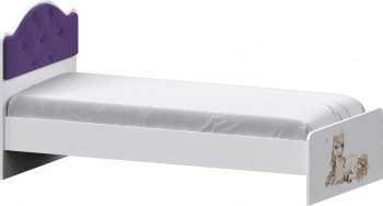 Кровать Каспер с мягкой спинкой и фотопечатью (800х1900)Белый/Фиолетовый в Уяре - uyar.mebel54.com | фото