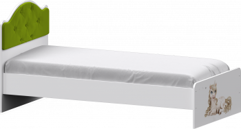 Кровать Каспер с мягкой спинкой и фотопечатью (800х1900)Белый/Лайм в Уяре - uyar.mebel54.com | фото
