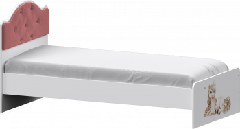 Кровать Каспер с мягкой спинкой и фотопечатью (800х1900)Белый/Светло-розовый в Уяре - uyar.mebel54.com | фото