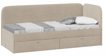 Кровать «Молли» с мягкой обивкой (900) тип 1 (Микровелюр Scandi Cream 03) в Уяре - uyar.mebel54.com | фото