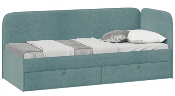 Кровать «Молли» с мягкой обивкой (900) тип 1 (Микровелюр Scandi Indigo 11) в Уяре - uyar.mebel54.com | фото