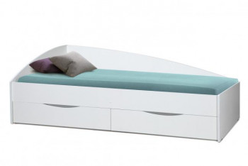Кровать одинарная "Фея - 3" (асимметричная) (2000х900) New/(белый / белый / ДВПО белый) в Уяре - uyar.mebel54.com | фото