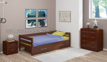 Кровать одинарная ГЛОРИЯ из массива сосны  900*2000 (Орех) в Уяре - uyar.mebel54.com | фото