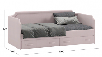 Кровать с мягкой обивкой и ящиками «Кантри» Тип 1 (900) (Велюр пудровый) в Уяре - uyar.mebel54.com | фото
