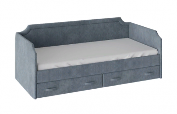 Кровать с мягкой обивкой и ящиками «Кантри» Тип 1 (900) (Замша синяя) в Уяре - uyar.mebel54.com | фото