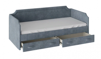 Кровать с мягкой обивкой и ящиками «Кантри» Тип 1 (900) (Замша синяя) в Уяре - uyar.mebel54.com | фото