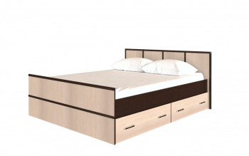 Кровать Сакура с настилом и ящиками 1,6 (Венге/Лоредо) в Уяре - uyar.mebel54.com | фото