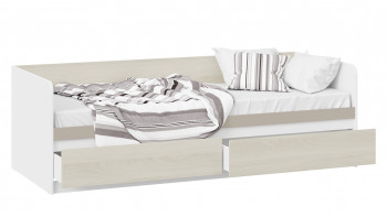 Кровать «Сканди» с 2 ящиками Дуб Гарден/Белый/Глиняный серый в Уяре - uyar.mebel54.com | фото