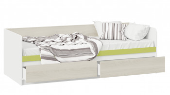 Кровать «Сканди» с 2 ящиками Дуб Гарден/Белый/Зеленый в Уяре - uyar.mebel54.com | фото