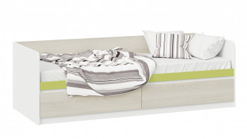 Кровать «Сканди» с 2 ящиками Дуб Гарден/Белый/Зеленый в Уяре - uyar.mebel54.com | фото
