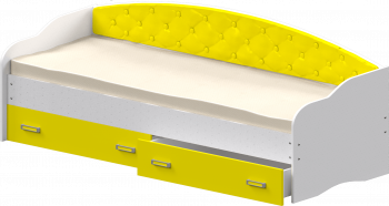 Кровать Софа-7 с мягкой спинкой (800х1900) Белый/Желтый в Уяре - uyar.mebel54.com | фото