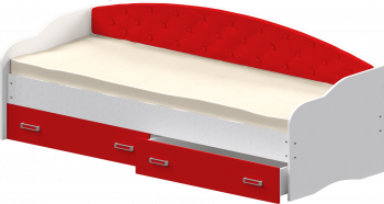 Кровать Софа-7 с мягкой спинкой (800х1900) Белый/Красный в Уяре - uyar.mebel54.com | фото