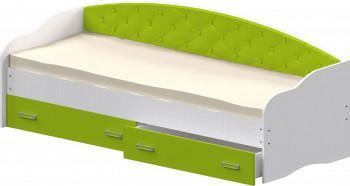 Кровать Софа-7 с мягкой спинкой (800х1900) Белый/Лайм в Уяре - uyar.mebel54.com | фото