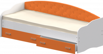 Кровать Софа-7 с мягкой спинкой (800х1900) Белый/Оранжевый в Уяре - uyar.mebel54.com | фото