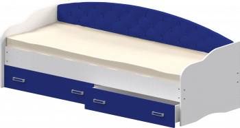 Кровать Софа-7 с мягкой спинкой (800х1900) Белый/Синий в Уяре - uyar.mebel54.com | фото