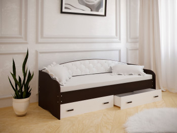 Кровать Софа-7 с мягкой спинкой (800х1900) Венге/ Белый в Уяре - uyar.mebel54.com | фото